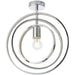 Chrome Plated Semi Flush Ceiling Pendant Light - Adjustable Hoops - Dimmable
