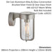 Brushed Silver Outdoor Wall Light with Clear Glass Shade - IP44 Rated - LED Bulb