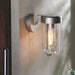 Brushed Silver Outdoor Wall Light with Clear Glass Shade - IP44 Rated - LED Bulb