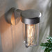 Brushed Silver Outdoor Wall Light with Clear Glass Shade - IP44 Rated - LED Bulb