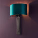 Brushed Bronze Plated Wall Light & Teal Satin Half Shade - 1 Bulb Dimmable Lamp