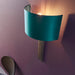 Brushed Bronze Plated Wall Light & Teal Satin Half Shade - 1 Bulb Dimmable Lamp