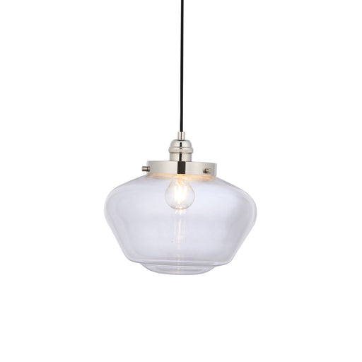 Polished Nickel Ceiling Pendant Light Clear Glass Shade Hanging Lighting Fixture