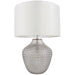 Grey Tinted Faceted Glass Twin Lit Table Lamp Light & Vintage White Fabric Shade
