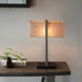 Satin Nickel Framed Table Lamp Light & Rectangular Linen Shade - Matt Black Base