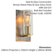 Bronze Patina Plate Wall Lamp Light & Clear Glass Shade - Dimmable LED Fitting