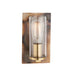 Bronze Patina Plate Wall Lamp Light & Clear Glass Shade - Dimmable LED Fitting