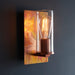 Copper Patina Plate Wall Lamp Light & Clear Glass Shade - Dimmable LED Fitting