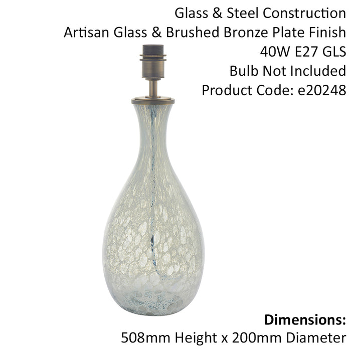 Large White & Grey Glass Table Lamp Light Base - Brushed Bronze Metalwork