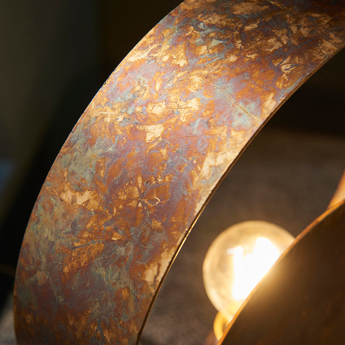 Hand Finished Gold Patina Table Lamp Light - Dark Bronze Base - Inline Switch