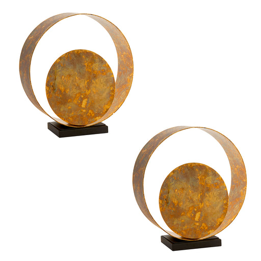 2 PACK Hand Finished Gold Patina Table Lamp - Dark Bronze Base - Inline Switch