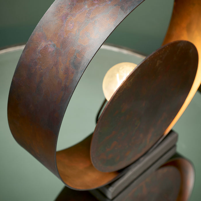 Hand Finished Bronze Patina Table Lamp Light - Dark Bronze Base - Inline Switch