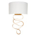 Gold Leaf Ribbon Wall Light & Ivory Half Shade - Dimmable - Hammered Metalwork 