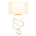 Gold Leaf Ribbon Wall Light & Ivory Half Shade - Dimmable - Hammered Metalwork 