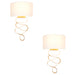2 PACK Hammered Gold Leaf Ribbon Wall Light & Ivory Half Shade - Dimmable 