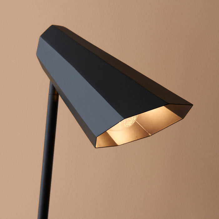 Matt Black Angled Table Lamp - Adjustable Head - Modern Desk Task Light