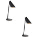 2 PACK Matt Black Angled Table Lamp - Adjustable Head - Modern Desk Task Light