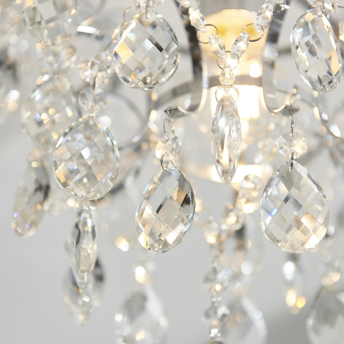 Decorative Flush Bathroom Ceiling Light Fitting - Clear Glass Crystal Details