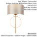 Antique Gold Leaf Wall Light & Mink Satin Half Shade Dimmable LED Filament Lamp