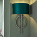 Antique Silver Leaf Wall Light & Teal Satin Half Shade Dimmable Filament Lamp