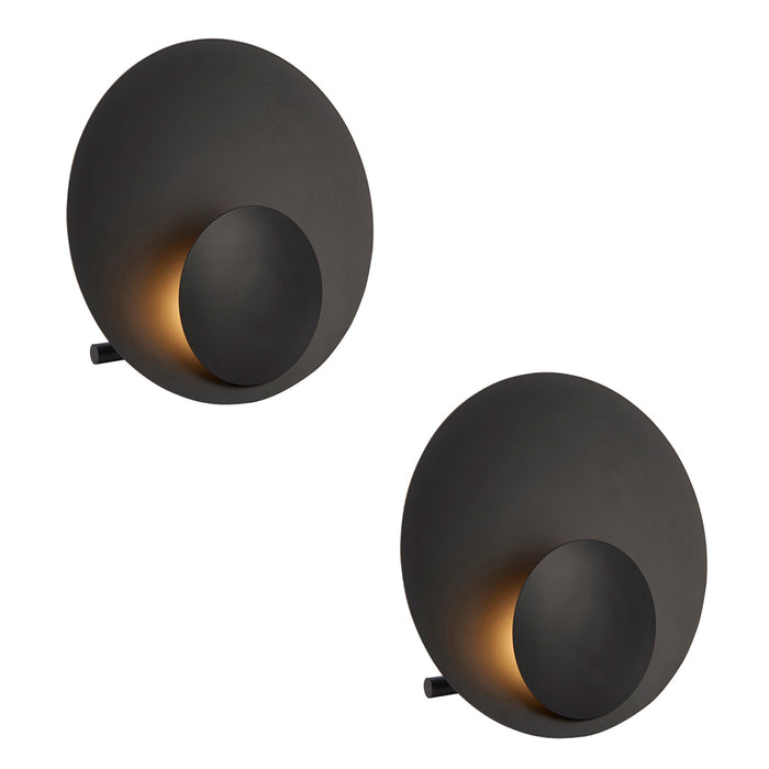 2 PACK Black Large Modern Table Lamp Light - Integrated LED - 3000K Warm White