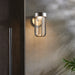 Brushed Silver Outdoor Wall Light with Glass Shade - IP44 Rated - Integrated LED