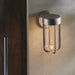 Brushed Silver Outdoor Wall Light with Glass Shade - IP44 Rated - Integrated LED