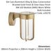 Brushed Gold Outdoor Wall Light with Glass Shade - IP44 Rated - Integrated LED