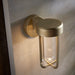 Brushed Gold Outdoor Wall Light with Glass Shade - IP44 Rated - Integrated LED