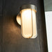 Brushed Silver Outdoor Wall Light & Frosted Glass Shade IP44 Rated 8W LED Module