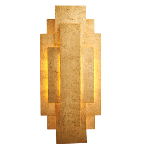 Antique Gold Leaf Panel Wall Light Fitting - Twin G9 LED - Decorative Sconce