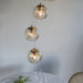 Satin Brass 5 Light Ceiling Pendant Fitting & Campagne Dimpled Glass Shades