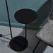 Satin Black Floor Lamp with Side Table - 1750mm Height - 38cm Black Fabric Shade