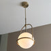 Antique Brass Ceiling Pendant Light - Opal Glass Shade - Single Bulb Fitting