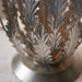 Ornate Silver Table Lamp Light Ivory Cotton Fabric Shade Decorative Leaf Design