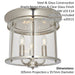 Bright Nickel Semi Flush Low Ceiling Light & Clear Glass Shade 3 Bulb Fitting