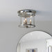 Bright Nickel Semi Flush Low Ceiling Light & Clear Glass Shade 3 Bulb Fitting