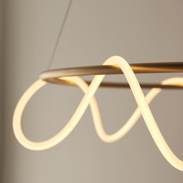 Hanging Ceiling Pendant Light Fitting - Satin Gold & White Silicone LED Tube