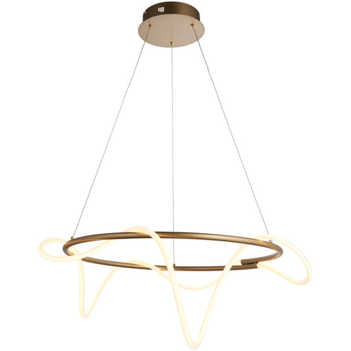 Hanging Ceiling Pendant Light Fitting - Satin Gold & White Silicone LED Tube