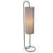 Matt Black Oval Floor Lamp & Grey Fabric Shade - 1360mm Height - Standing Light