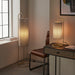 Antique Brass Oval Floor Lamp & Grey Fabric Shade 1360mm Height Standing Light