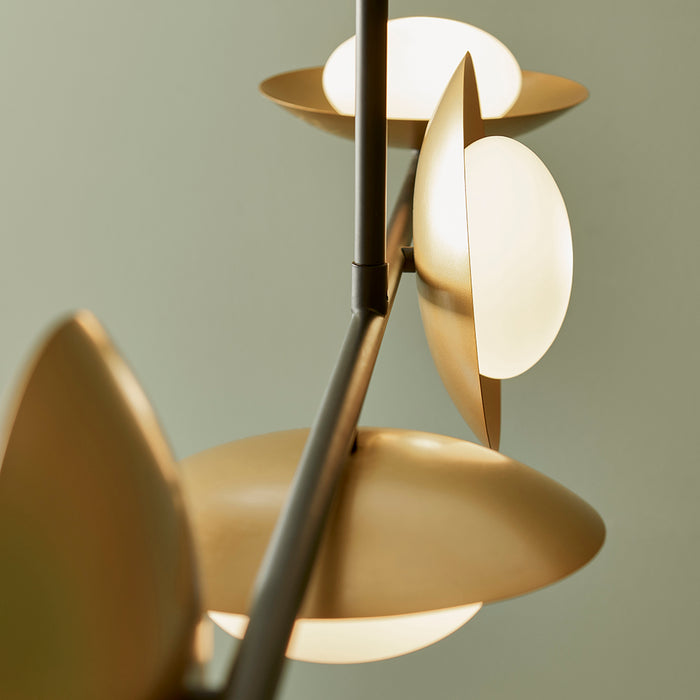 Dark Bronze & Gold Metal Ceiling Pendant Light - 4 Bulb Hanging Lamp Fitting