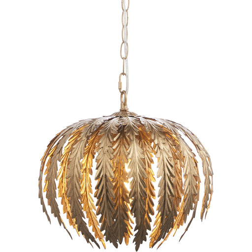Small Ornate Gold Ceiling Pendant Light Fitting - Decorative Layered Leaf Design