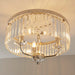 Bright Nickel Semi Flush Ceiling Light with Clear Cut Glass 3 Bulb Low Hanging