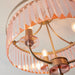 Round Champagne Finished Semi Flush Ceiling Light Rose Pink Cut Glass Detailing