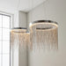 Polished Chrome Ceiling Pendant Light & Waterfall Chains - Integrated LED Module