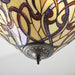 Red & Cream Art Nouveau Tiffany Glass Ceiling Pendant Light - Dark Bronze Finish