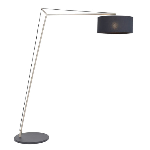 Matt Nickel Large Standing Floor Lamp Light - Black Cotton Shade & Painted Base