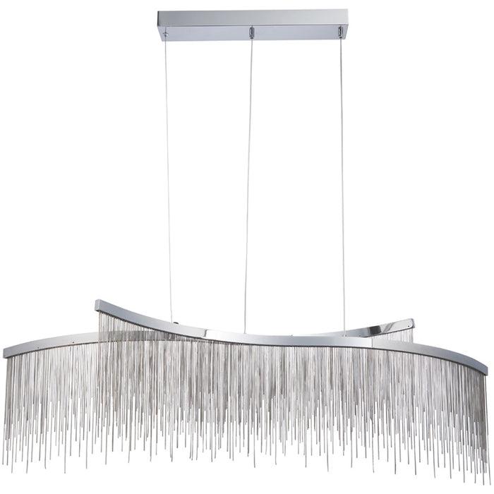 Twin Ceiling Pendant Light Fitting - Chrome Plate & Silver Waterfall Chains
