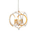 Matt White & Gold Ceiling Pendant Light - 4 Bulb Hanging Circular Frame Fitting